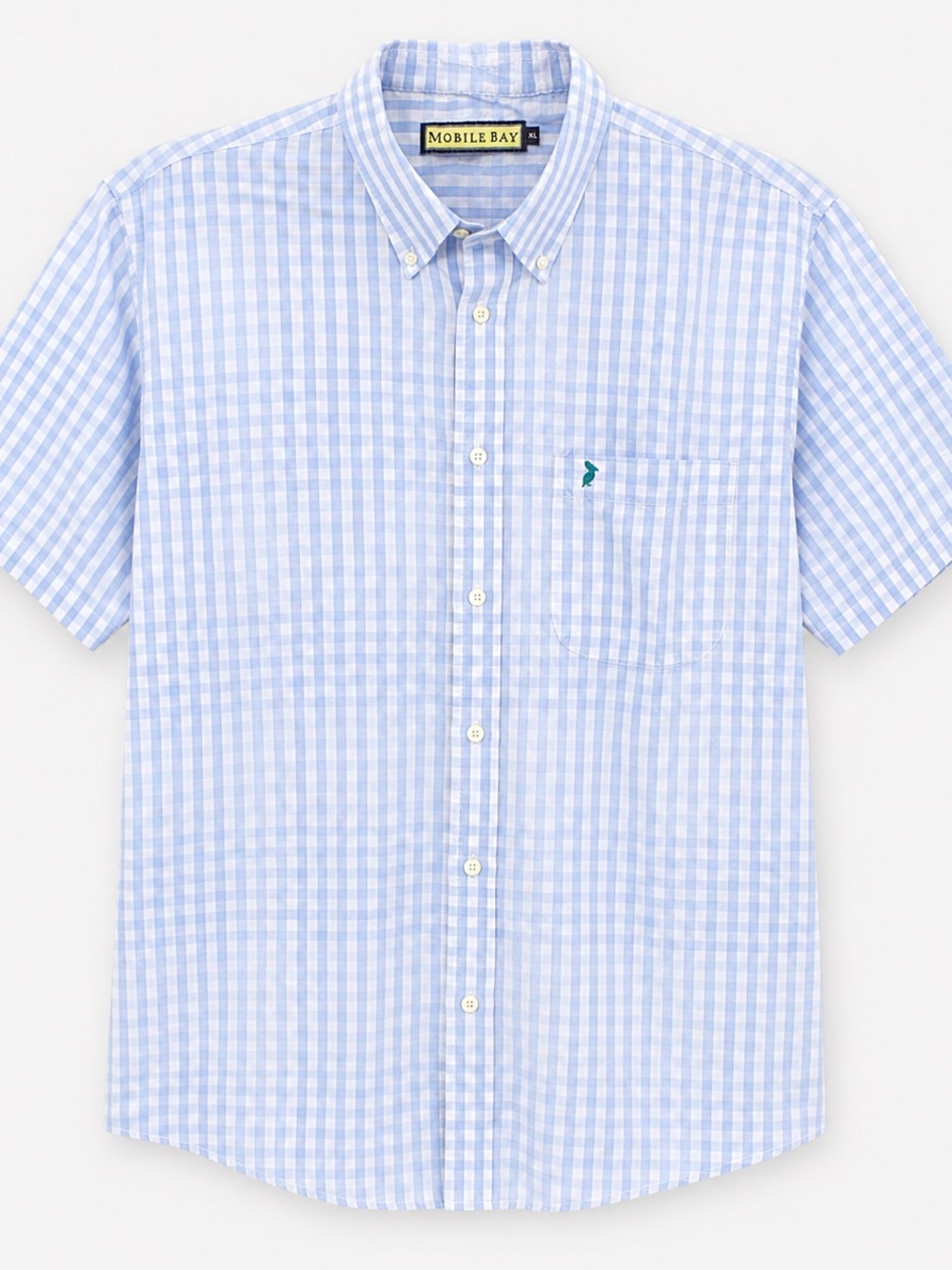 Men’s XL Blue White Plaid Fishing Short Vented Short Sleeve Coastal Cotton